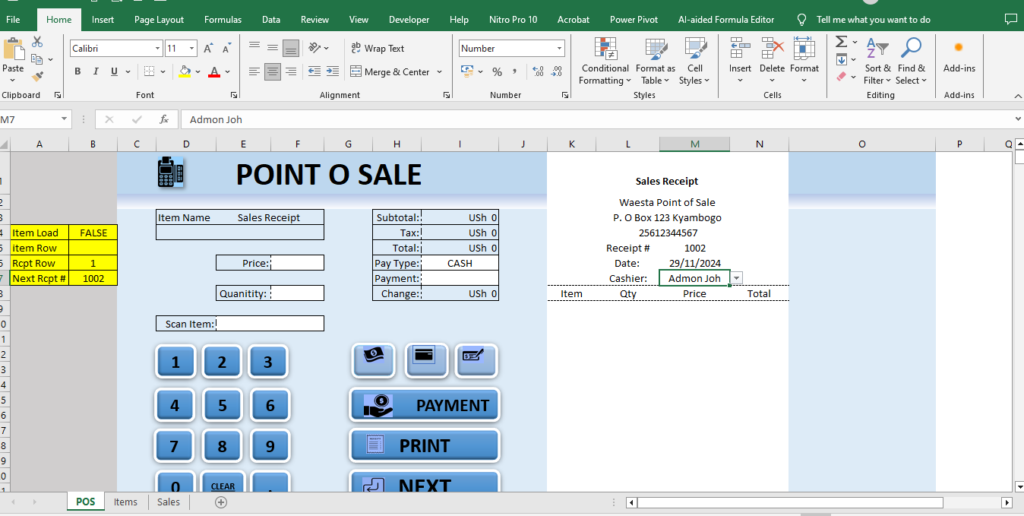 Free Excel-Based Point of Sale (POS) System