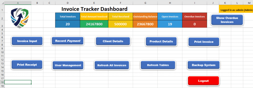 Excel Automated Invoicing and Payment Tracker