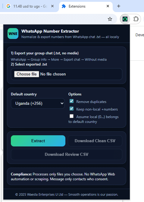 WhatsApp Number Extractor Extension